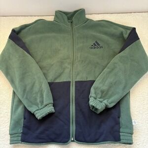 Adidas Men's Color-Block Sherpa Fleece Track Jacket Men's XL Blue Green